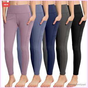 Girls Athletic Leggings with Pockets 5-Pack Yoga Workout Running Pants